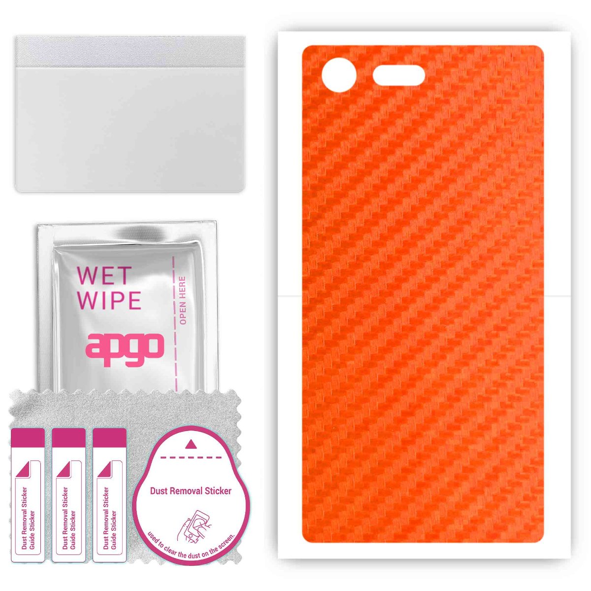 Folia naklejka skórka strukturalna na TYŁ do Sony Xperia X Compact -  Carbon Pomarańczowy - apgo SKINS