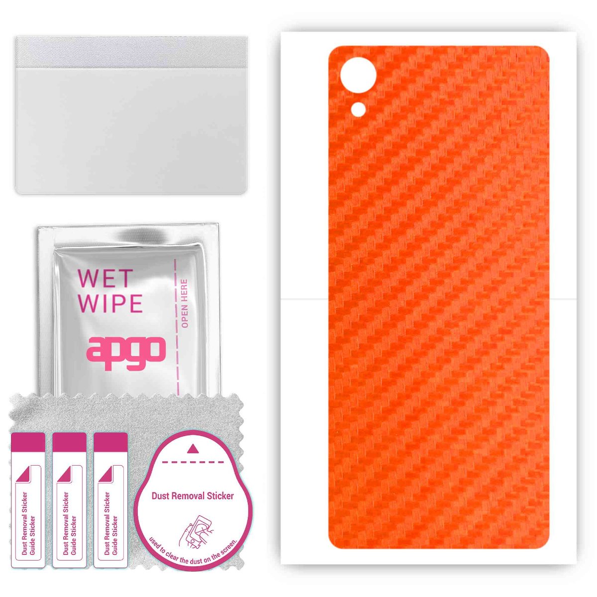 Folia naklejka skórka strukturalna na TYŁ do Sony Xperia X Performance -  Carbon Pomarańczowy - apgo SKINS