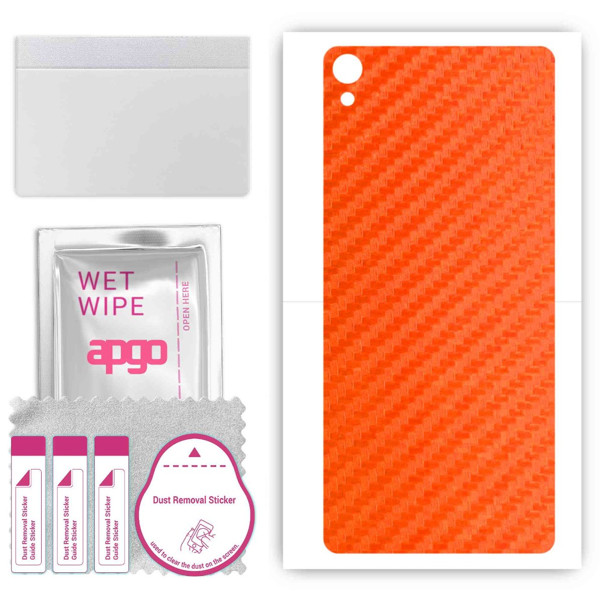 Folia naklejka skórka strukturalna na TYŁ do Sony Xperia XA -  Carbon Pomarańczowy - apgo SKINS