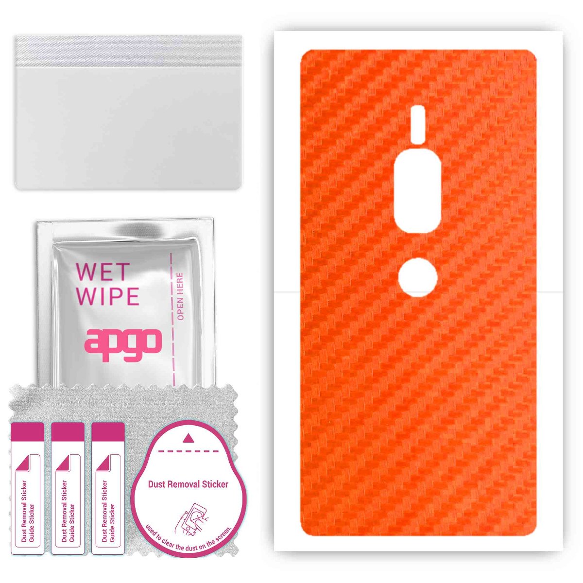 Folia naklejka skórka strukturalna na TYŁ do Sony Xperia XZ2 Premium -  Carbon Pomarańczowy - apgo SKINS