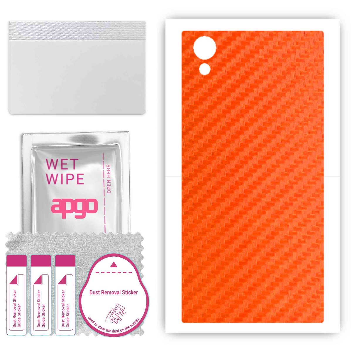 Folia naklejka skórka strukturalna na TYŁ do Sony Xperia XA1 Plus -  Carbon Pomarańczowy - apgo SKINS