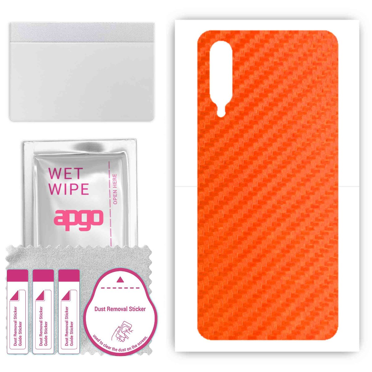 Folia naklejka skórka strukturalna na TYŁ do Xiaomi Mi 9 Lite -  Carbon Pomarańczowy - apgo SKINS