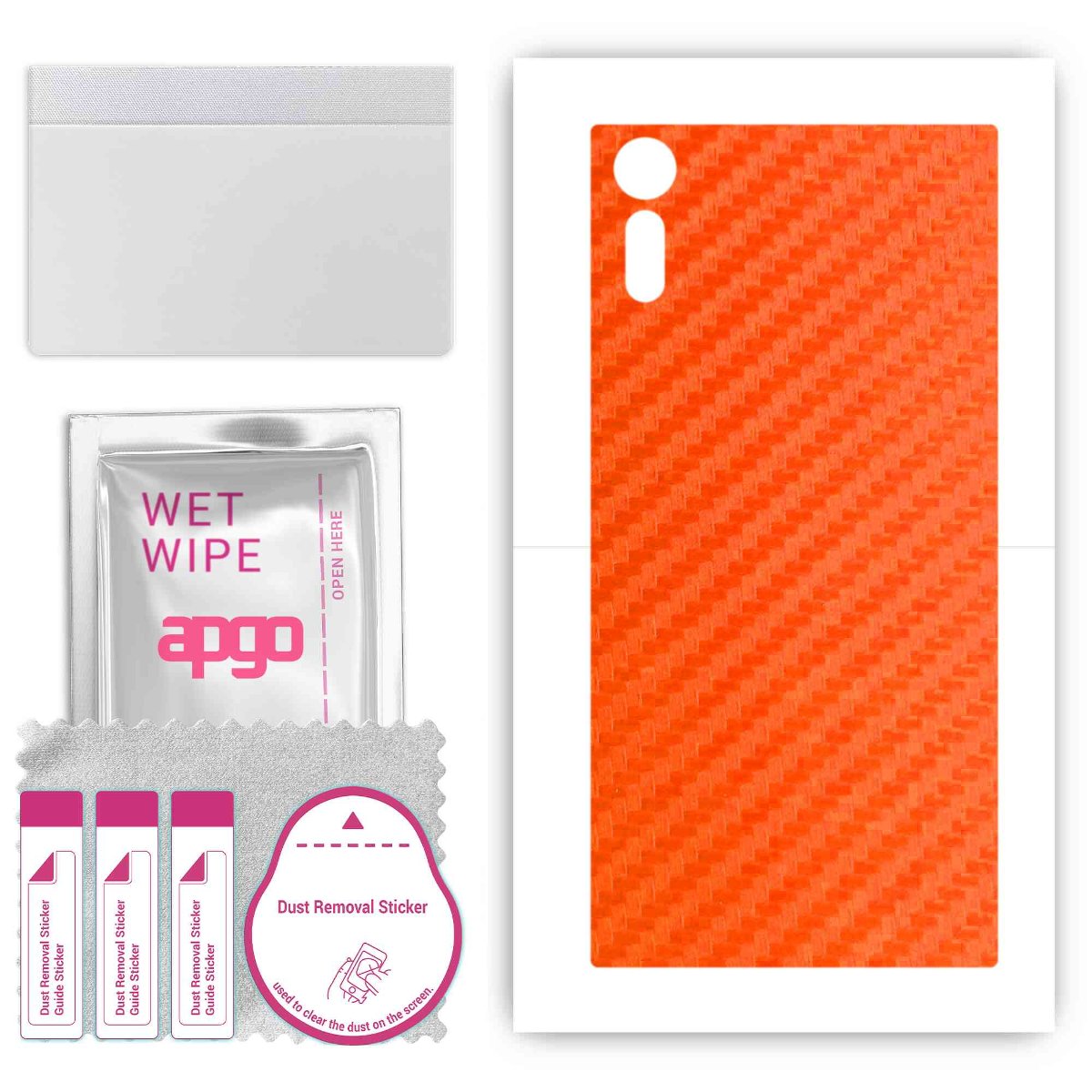 Folia naklejka skórka strukturalna na TYŁ do Sony Xperia XZ -  Carbon Pomarańczowy - apgo SKINS