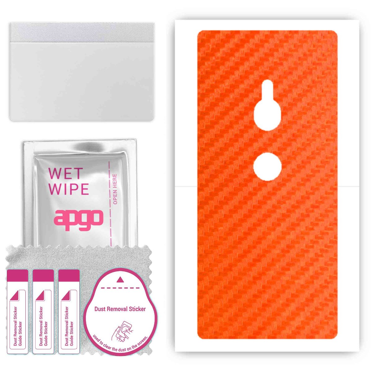 Folia naklejka skórka strukturalna na TYŁ do Sony Xperia XZ2 -  Carbon Pomarańczowy - apgo SKINS