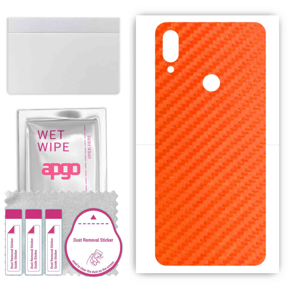 Folia naklejka skórka strukturalna na TYŁ do Xiaomi Redmi Note 7 Pro -  Carbon Pomarańczowy - apgo SKINS