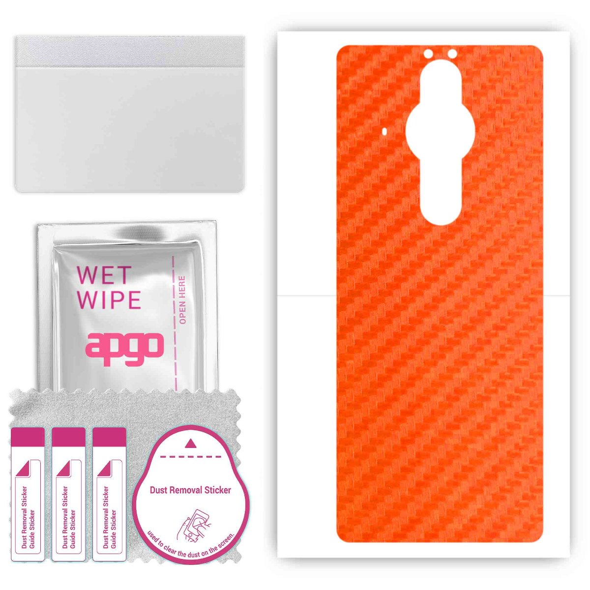 Folia naklejka skórka strukturalna na TYŁ do Sony Xperia PRO -  Carbon Pomarańczowy - apgo SKINS