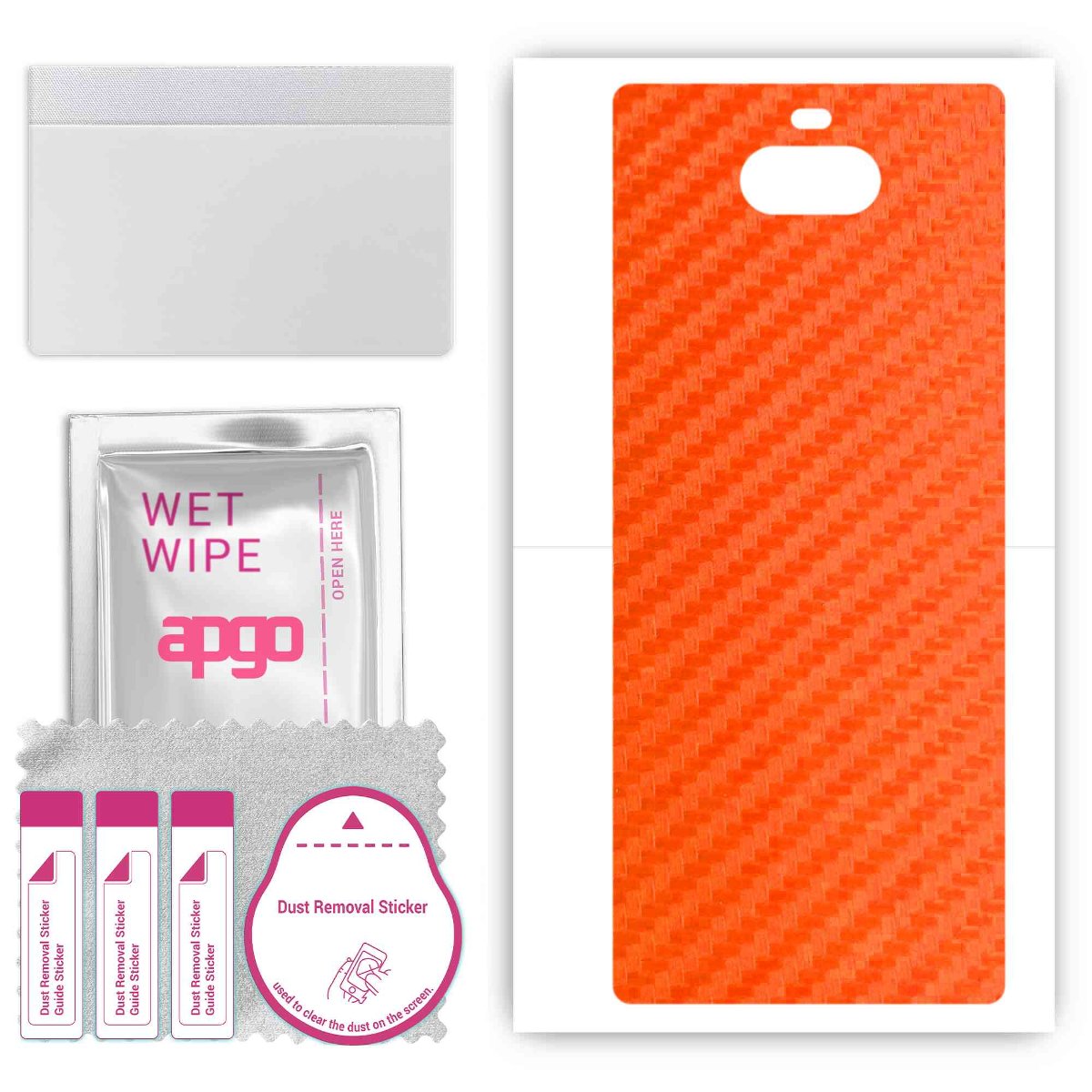 Folia naklejka skórka strukturalna na TYŁ do Sony Xperia 8 Lite -  Carbon Pomarańczowy - apgo SKINS