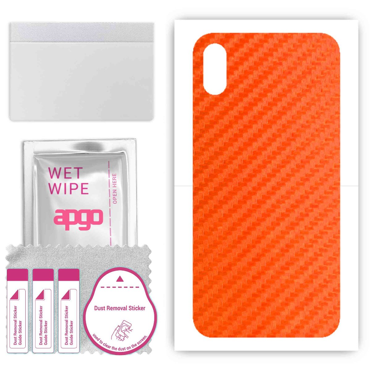 Folia naklejka skórka strukturalna na TYŁ do Apple iPhone X -  Carbon Pomarańczowy - apgo SKINS