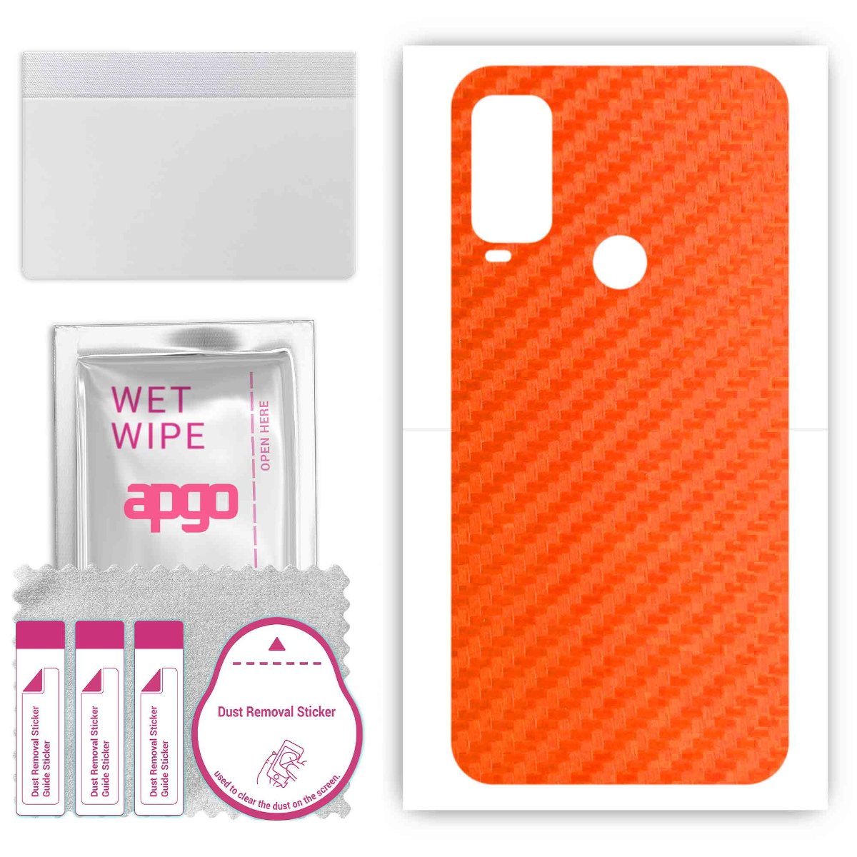 Folia naklejka skórka strukturalna na TYŁ do Alcatel 1L Pro -  Carbon Pomarańczowy - apgo SKINS