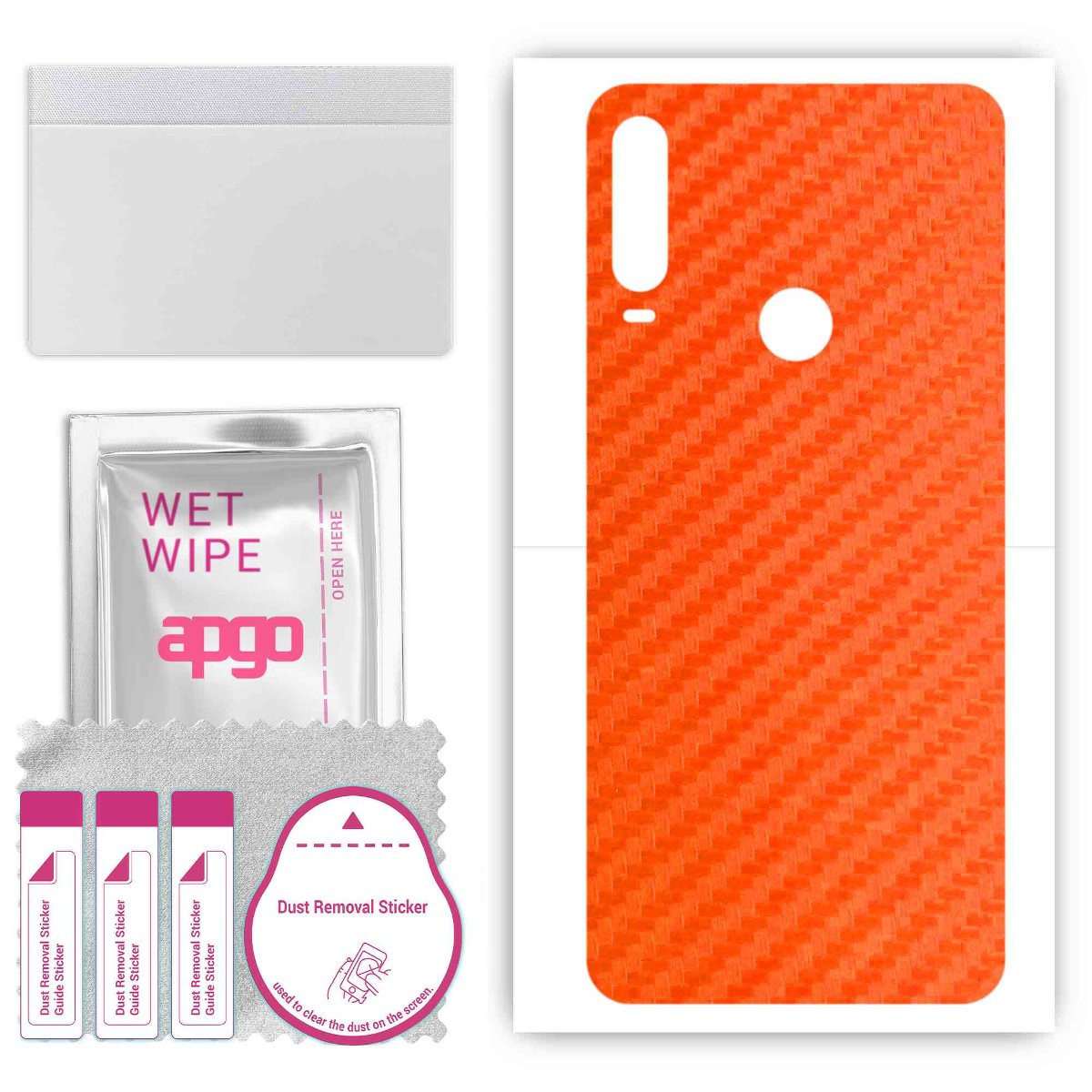 Folia naklejka skórka strukturalna na TYŁ do Alcatel 3X Plus -  Carbon Pomarańczowy - apgo SKINS