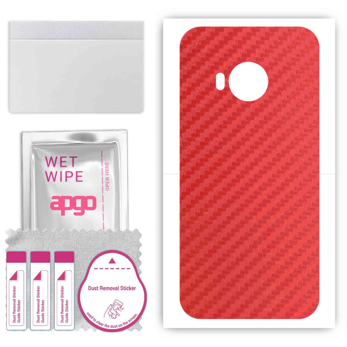 Folia naklejka skórka strukturalna na TYŁ do HTC One S9 -  Carbon Czerwony - apgo SKINS