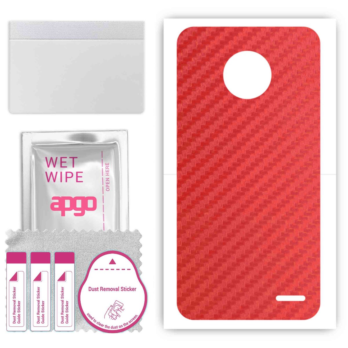 Folia naklejka skórka strukturalna na TYŁ do Motorola Moto E4 Plus -  Carbon Czerwony - apgo SKINS