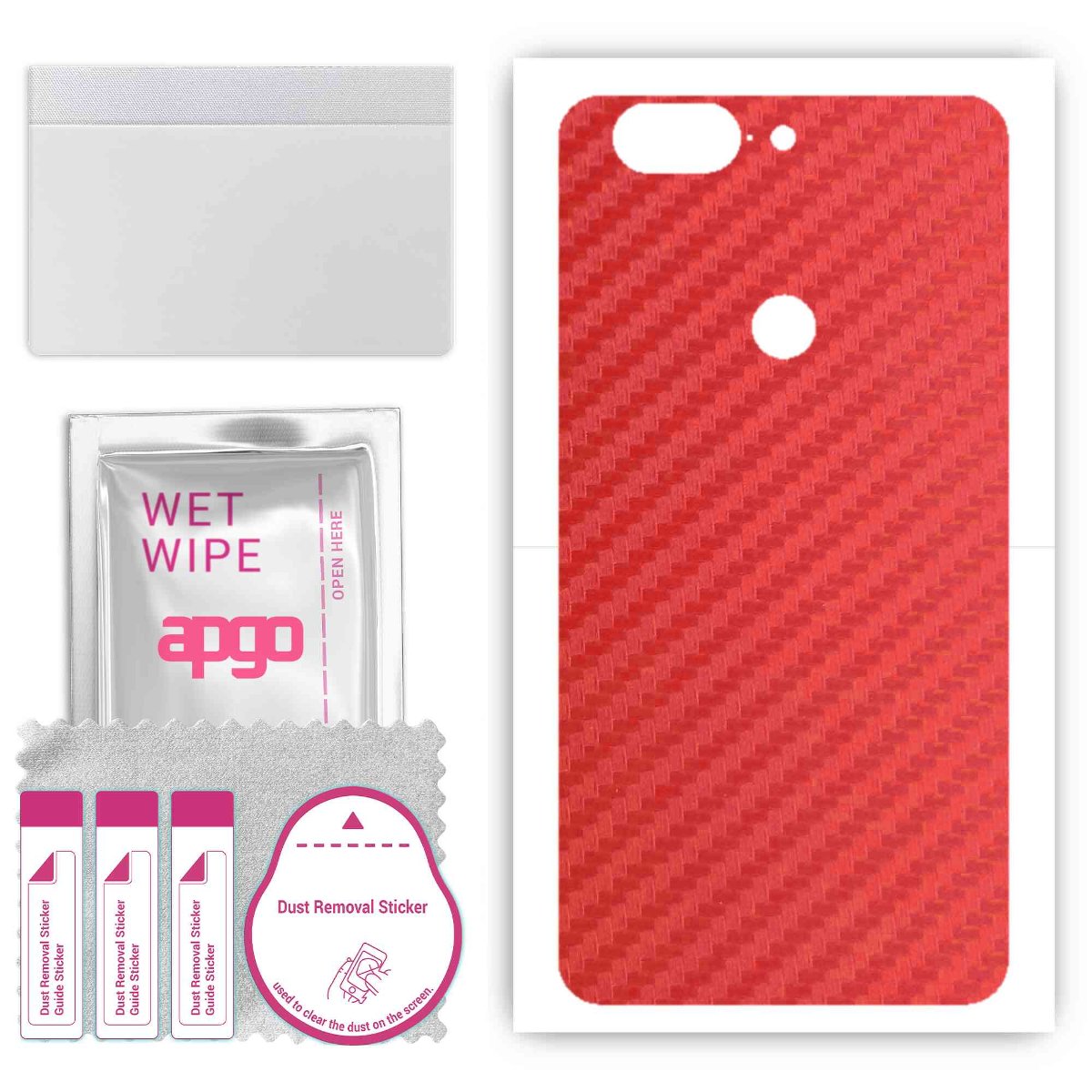 Folia naklejka skórka strukturalna na TYŁ do OnePlus 5T -  Carbon Czerwony - apgo SKINS