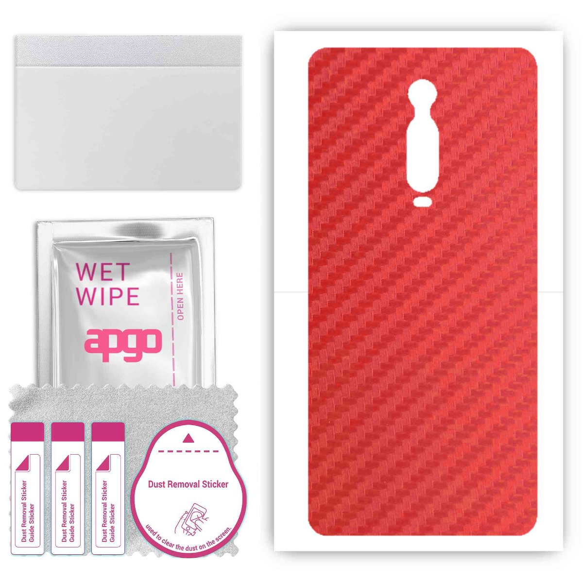 Folia naklejka skórka strukturalna na TYŁ do Xiaomi Mi 9T -  Carbon Czerwony - apgo SKINS