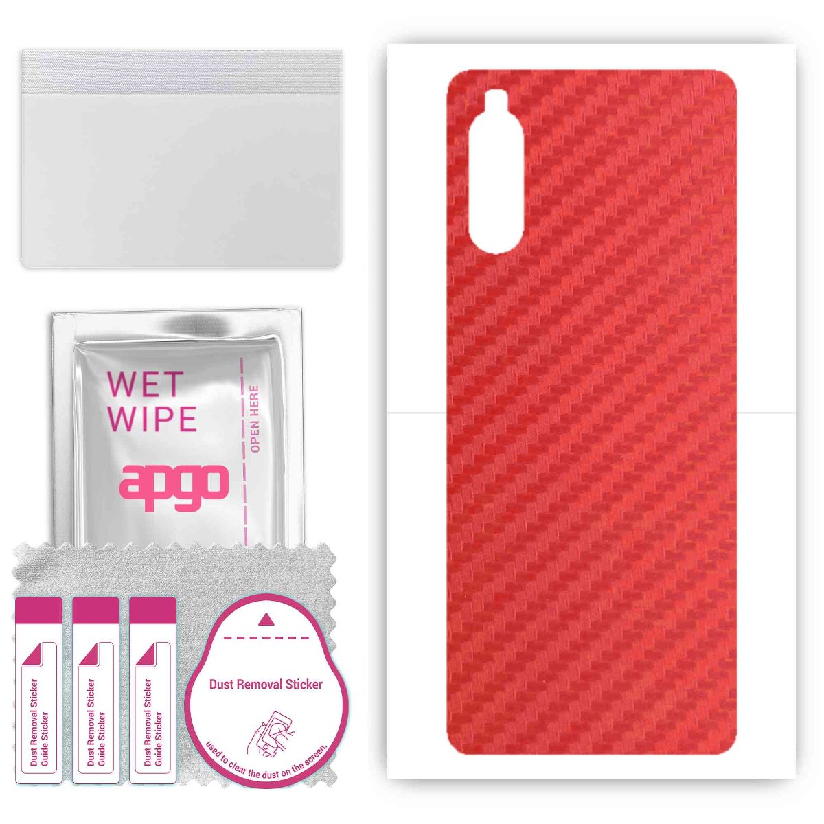 Folia naklejka skórka strukturalna na TYŁ do Sony Xperia 10 II -  Carbon Czerwony - apgo SKINS