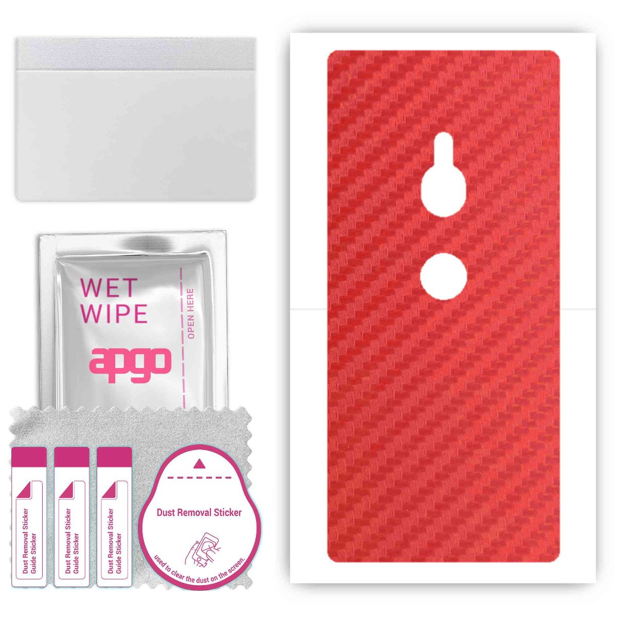 Folia naklejka skórka strukturalna na TYŁ do Sony Xperia XZ2 -  Carbon Czerwony - apgo SKINS