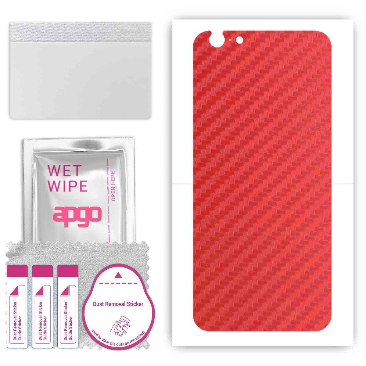 Folia naklejka skórka strukturalna na TYŁ do Apple iPhone 6 Plus -  Carbon Czerwony - apgo SKINS