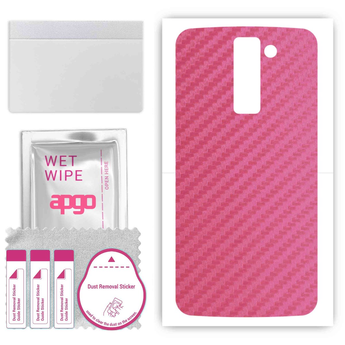 Folia naklejka skórka strukturalna na TYŁ do LG K8 -  Carbon Różowy - apgo SKINS
