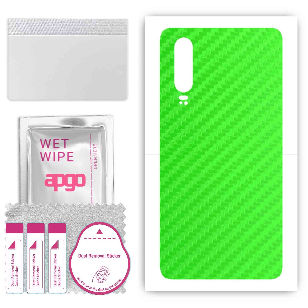 Folia naklejka skórka strukturalna na TYŁ do Huawei P30 -  Carbon Zielony - apgo SKINS