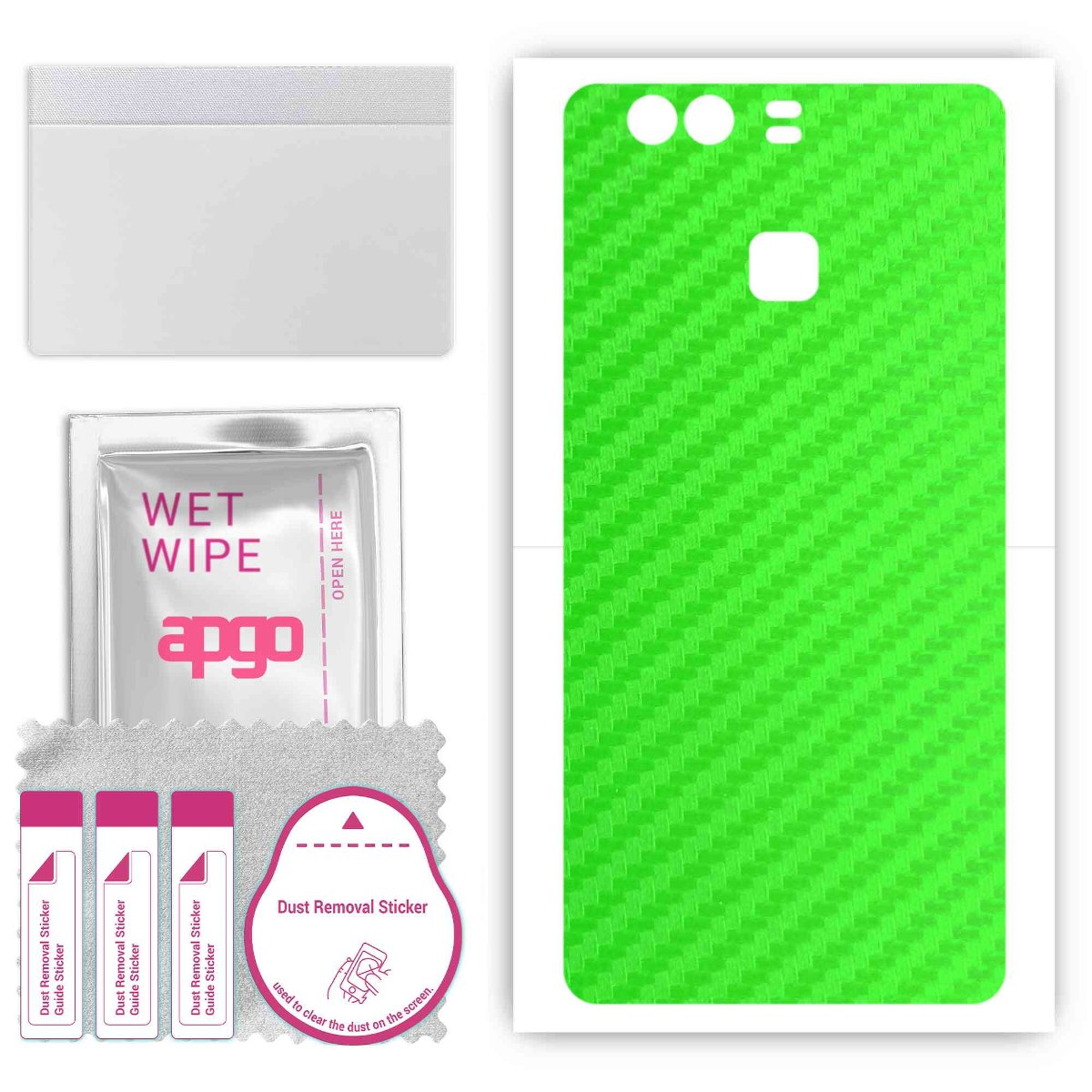 Folia naklejka skórka strukturalna na TYŁ do Huawei P9 Plus -  Carbon Zielony - apgo SKINS