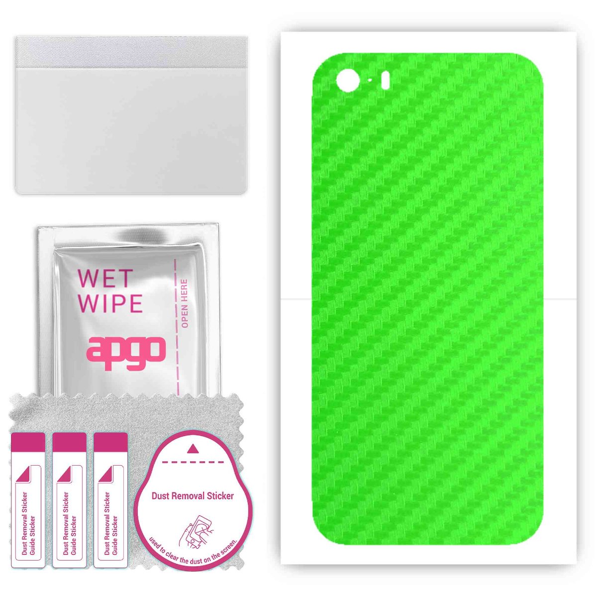 Folia naklejka skórka strukturalna na TYŁ do Apple iPhone SE (2016 pierwszy model) -  Carbon Zielony - apgo SKINS