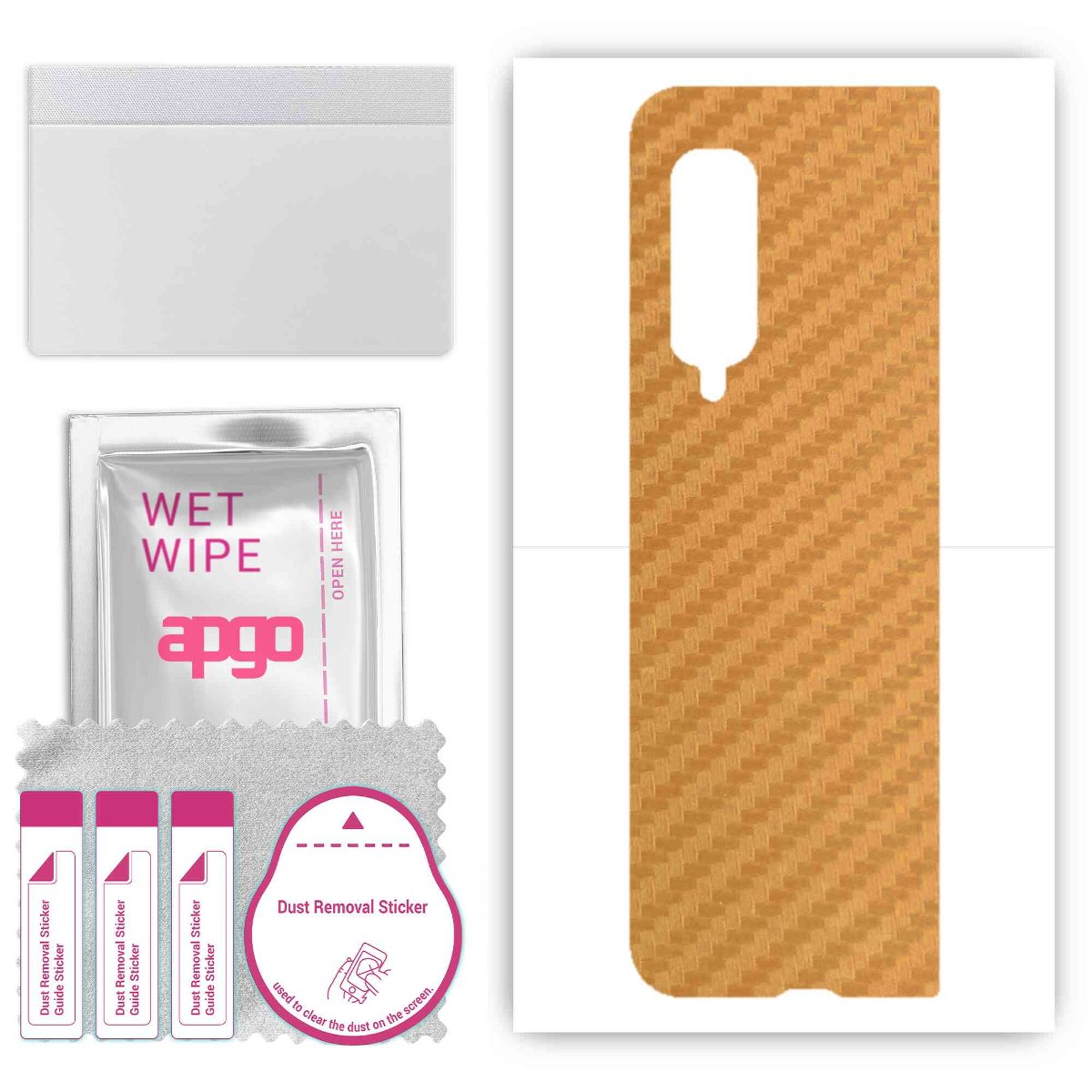 Folia naklejka skórka strukturalna na TYŁ do Samsung Galaxy Fold -  Carbon Złoty - apgo SKINS