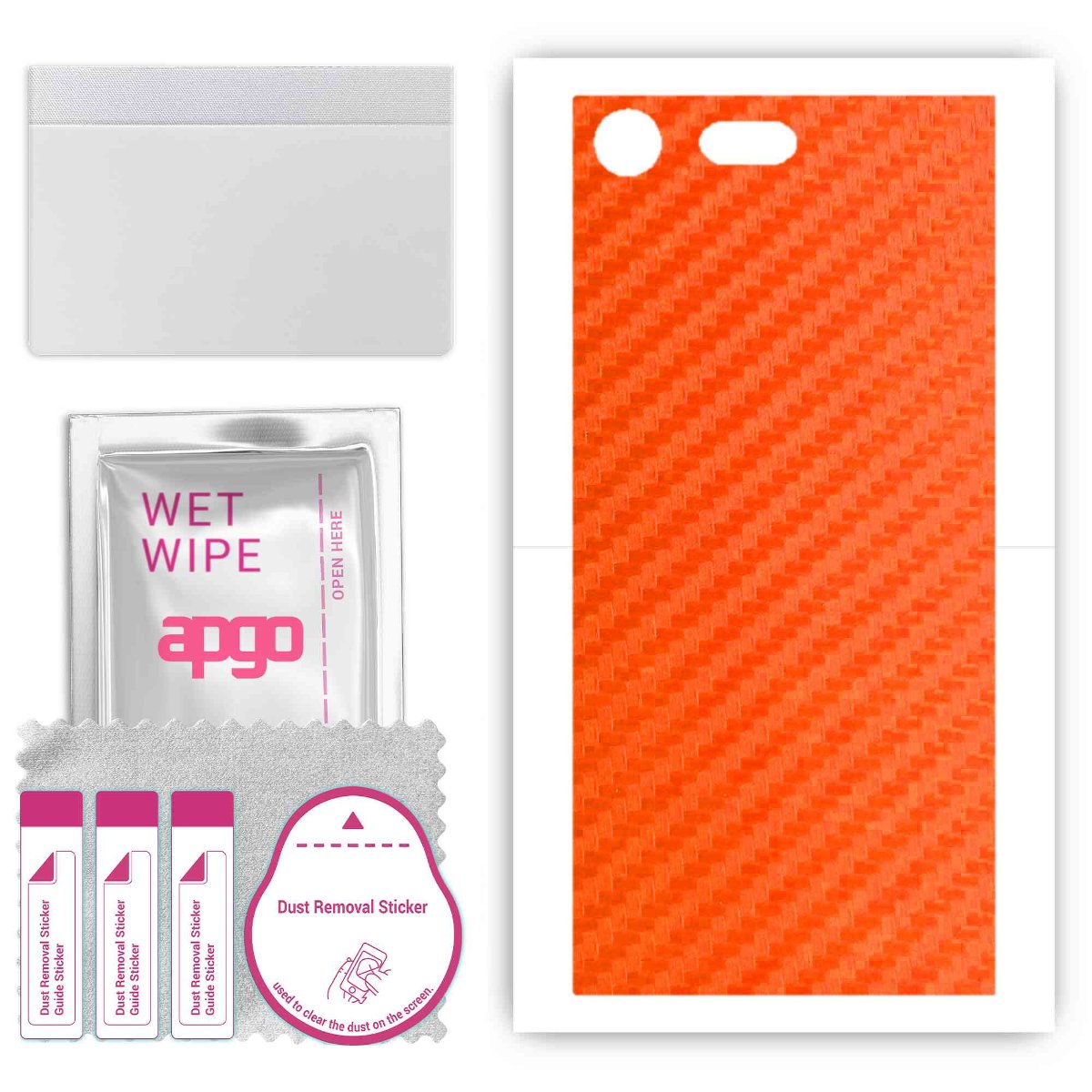 Folia naklejka skórka strukturalna na TYŁ do Sony Xperia XZ Premium -  Carbon Pomarańczowy - apgo SKINS