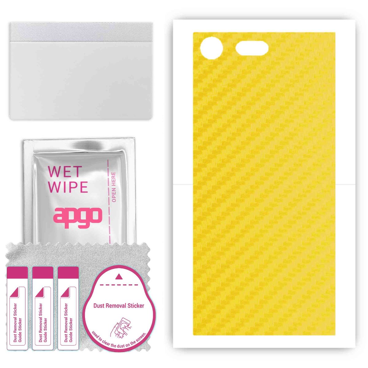 Folia naklejka skórka strukturalna na TYŁ do Sony Xperia XZ Premium -  Carbon Żółty - apgo SKINS