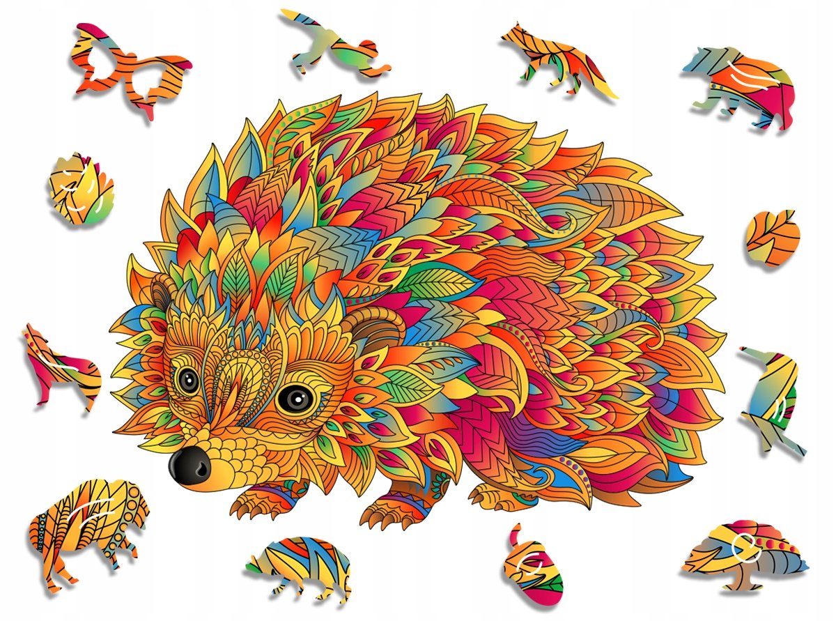 Puzzle Drewniane Premium 3D Układanka Dla Dorosłych Jeż L Zwierzęta Adawoo - Idealne Na Prezent Na Święta, Urodziny, Imieniny, Walentynki