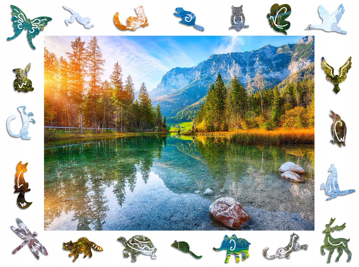 Puzzle Drewniane Premium 3D Dla Dorosłych Jezioro Hintersee Krajobraz Duże Adawoo - Idealne Na Prezent Na Święta, Urodziny, Imieniny, Walentynki