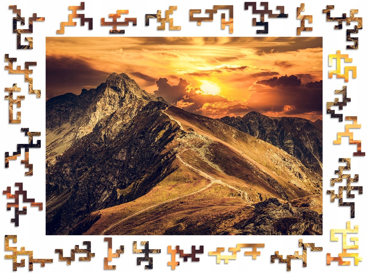 Puzzle Drewniane Premium 3D Fantasy A Dla Dorosłych Górskie Szczyty Adawoo - Idealne Na Prezent Na Święta, Urodziny, Imieniny, Walentynki