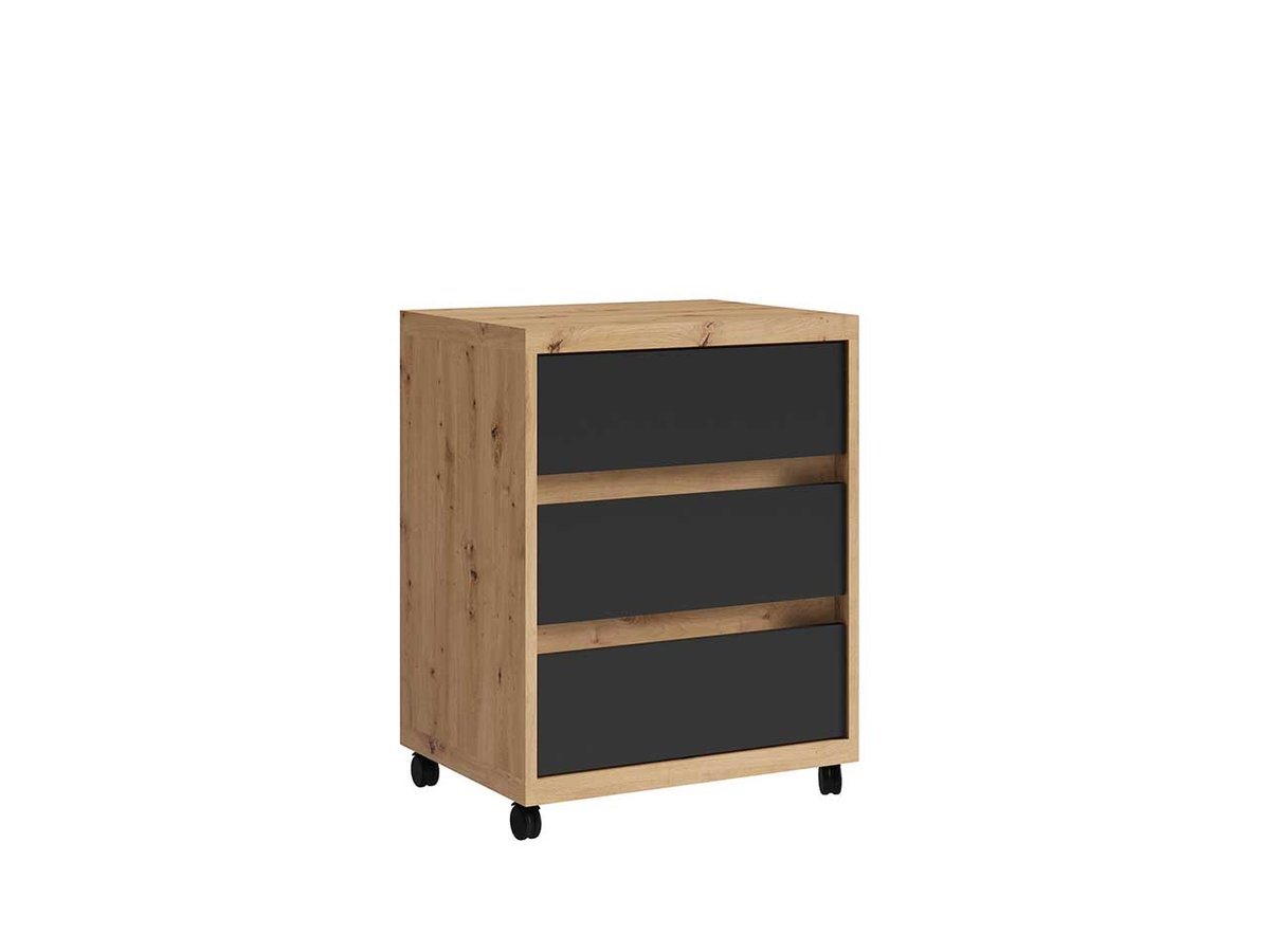 Kontenerek Szafka Z Szufladami Pod Biurko Dąb Artisan Czarny