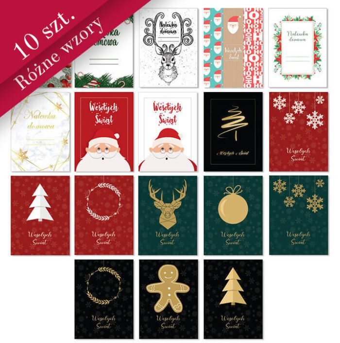 Świąteczne Etykiety Na Butelki - 10 Szt.