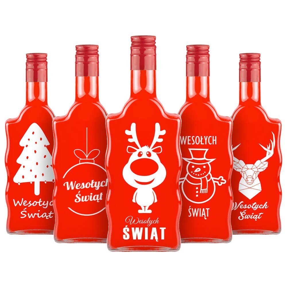 Butelka Świąteczna Z Nadrukiem Fala 500Ml/ 0,5L + Zakrętka