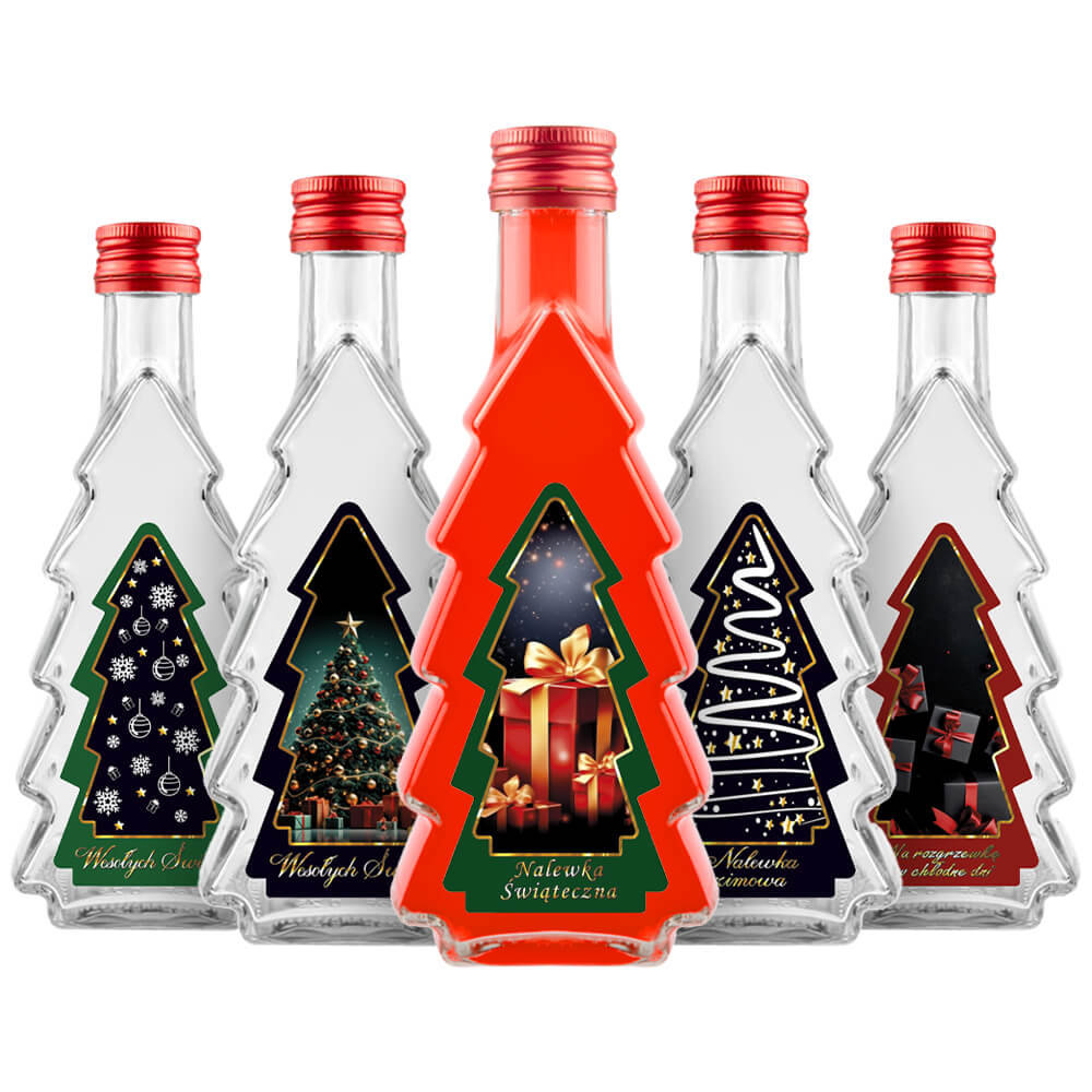 5X Butelki Choinka 250Ml + Etykieta Choinka + Zakrętka