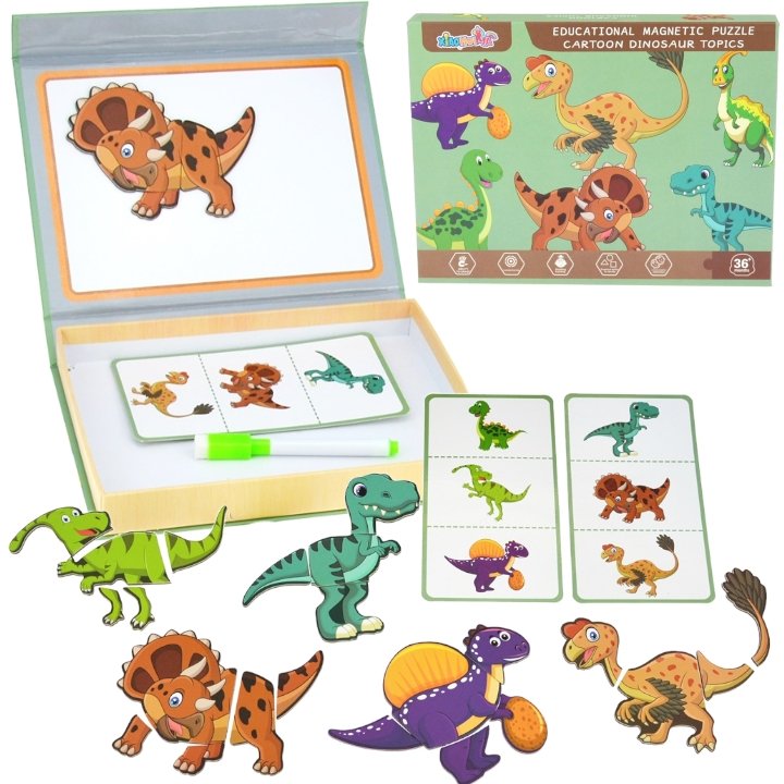 Układanka Magnetyczna Puzzle Dinozaury Montessori