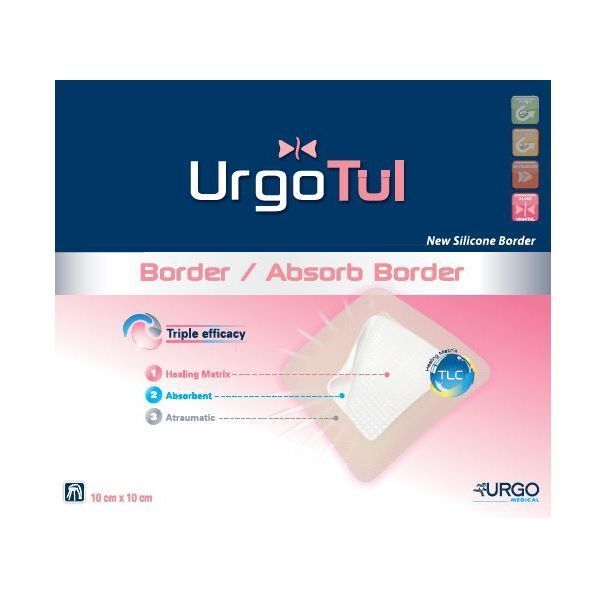 Opatr.UrgoTul Absorb Border 10cmx10cm 1sz