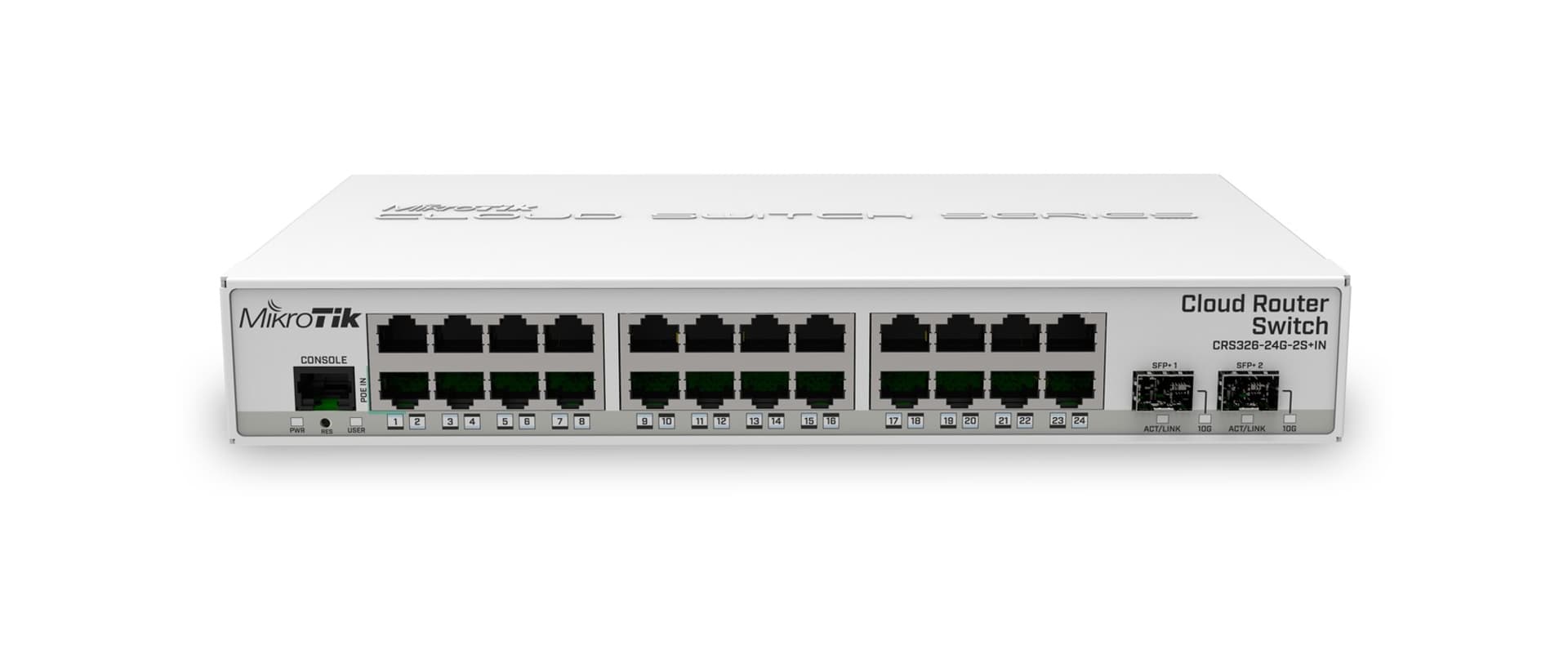MIKROTIK CRS326-24G-2S+IN CLOUD ROUTER SWITCH 800MHZ, 512MB, 24x GE, 2x SFP+, 1x RJ45 SERIAL PORT, L5