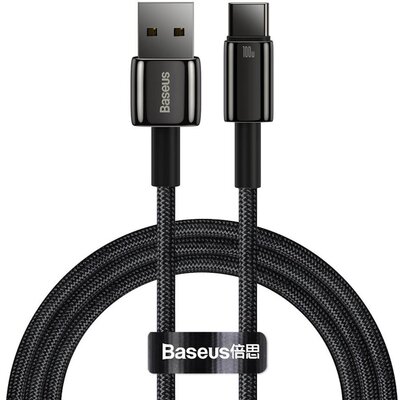 Baseus Tungsten Gold kabel USB-A - USB-C 480Mb/s 100W 1m czarny CAWJ000001