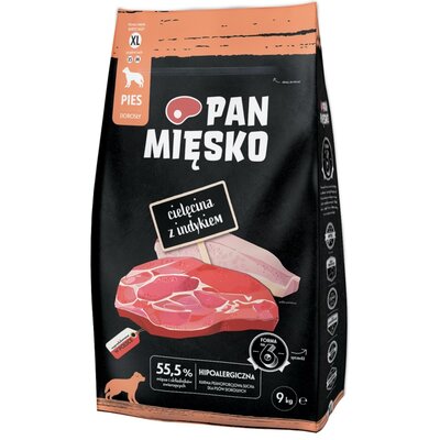 Pan Mięsko Karma Sucha Dla Psa Cielęcina Z Indykiem 9kg Chrupki Rozmiar XL