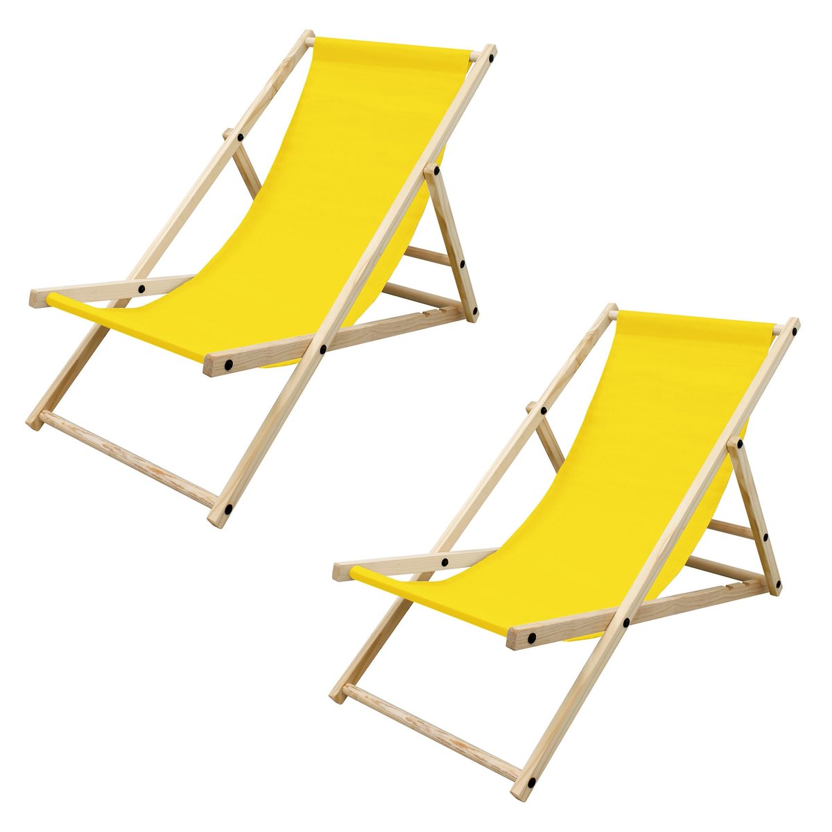 Zestaw 2 leżaków plażowych żółty składany leżak plażowy leżak ogrodowy