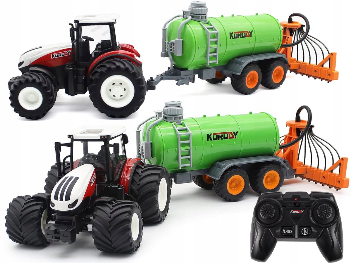 Zdalnie Sterowany TRAKTOR Z PRZYCZEPĄ Cysterna R/C Farma 1:24 zraszacz