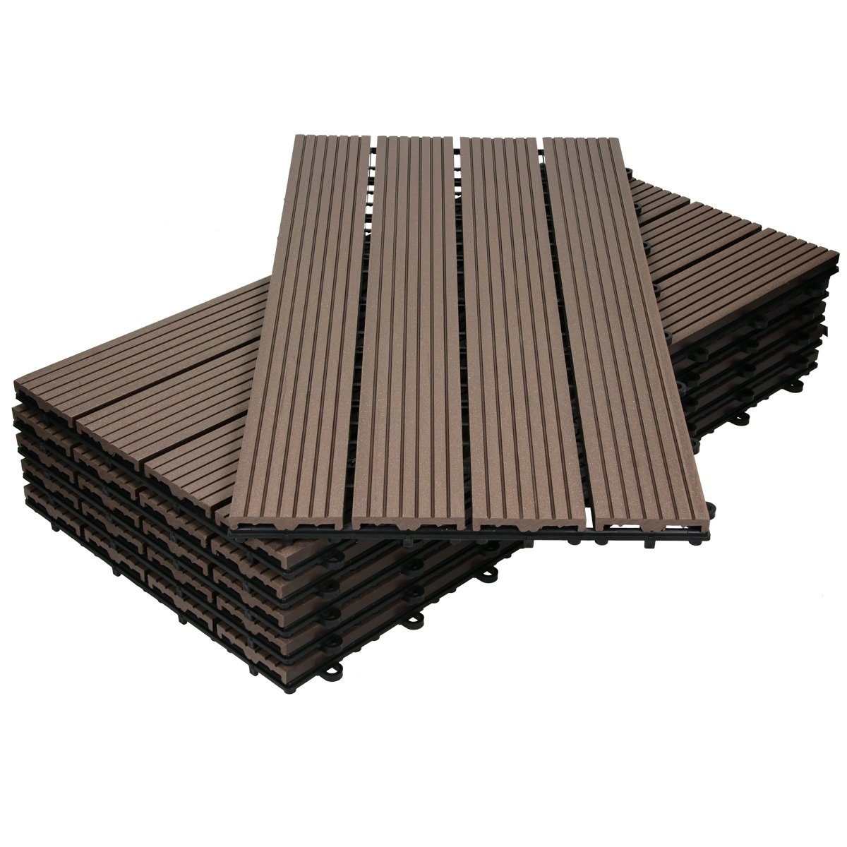 Zestaw 4 paneli podłogowych WPC 60x30 w kolorze ciemnobrązowym