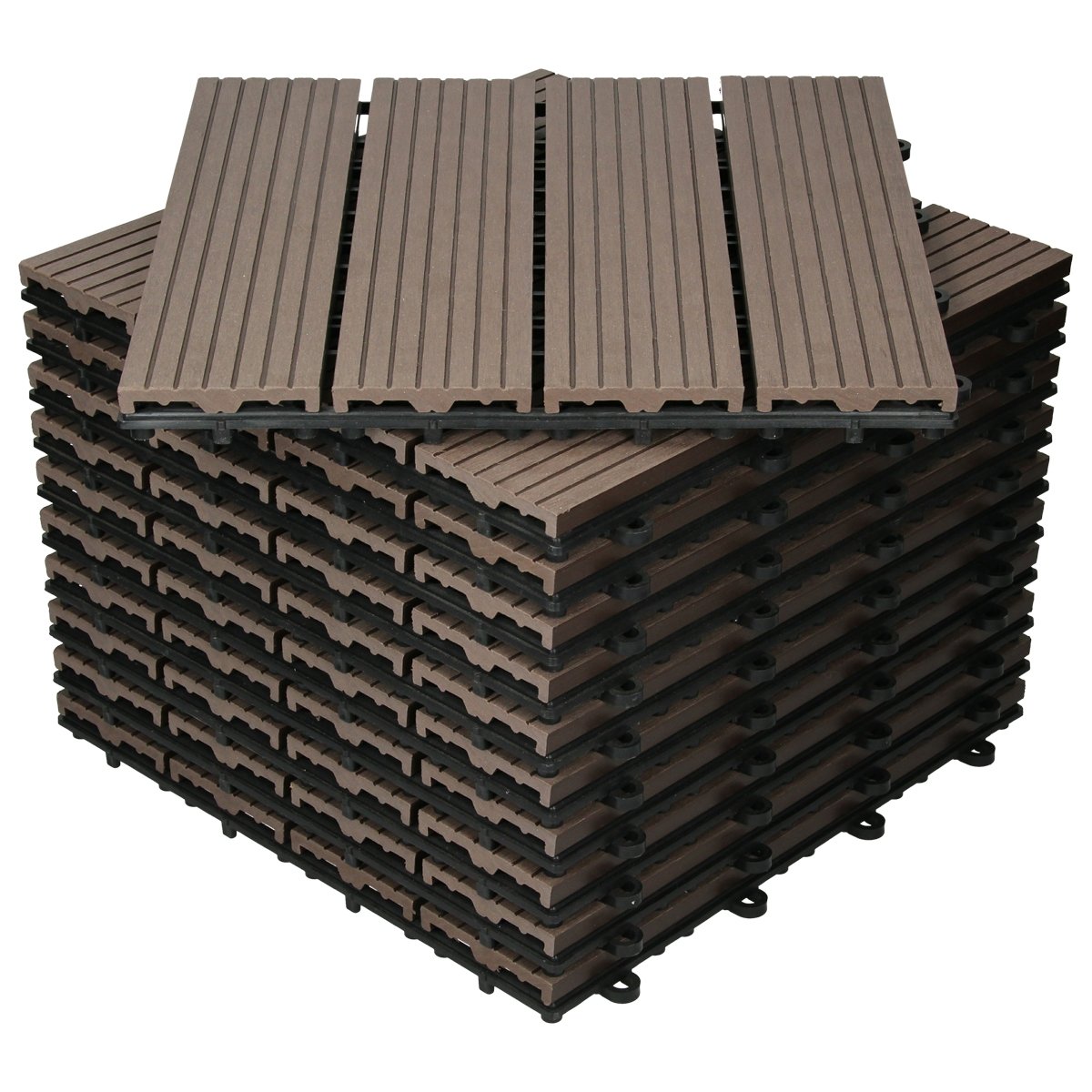 Płytki tarasowe 30x30 cm zestaw 11 na 1m² ciemnobrązowe z WPC