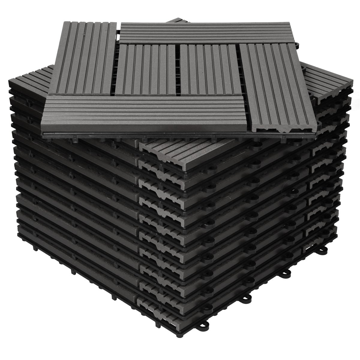 Zestaw 11 płytek tarasowych WPC na 1m² 30x30 cm, antracytowy