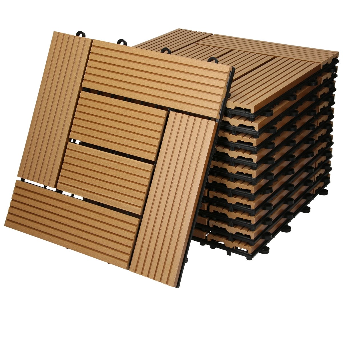 Zestaw 11 płytek tarasowych na 1m² 30x30 cm teak z WPC