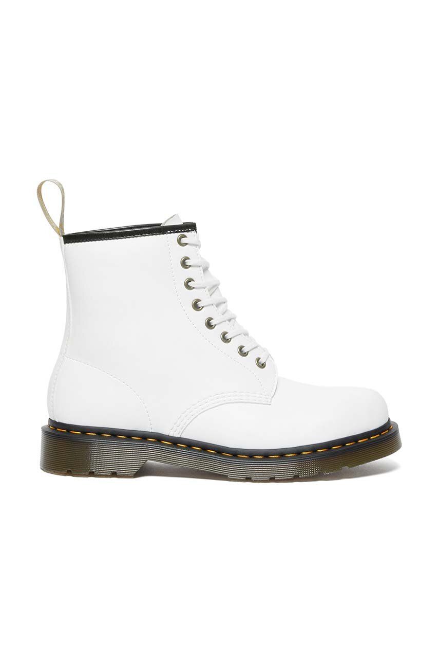 Dr. Martens botki 1460 damskie kolor biały na płaskim obcasie