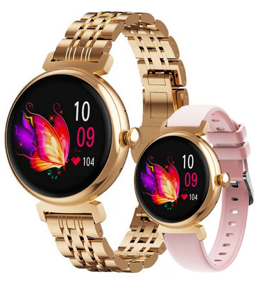 Фото - Смарт годинник Rubicon Zegarek SMARTWATCH  AMOLED rosegold + różowy pasek 