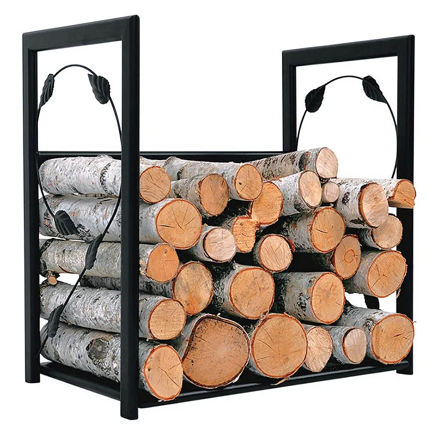 Elior Czarny metalowy stojak na drewno kominkowe B9-K81