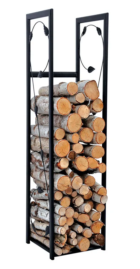 Elior Czarny dekoracyjny stojak na drewno do kominka B9-G88
